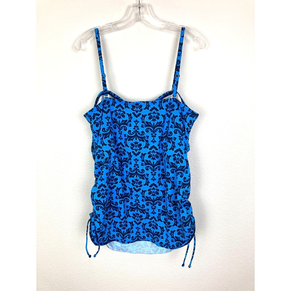 Lands' End Women's Swim Tankini Top Size 18 Blue Floral Ruched Sides - Picture 5 of 8